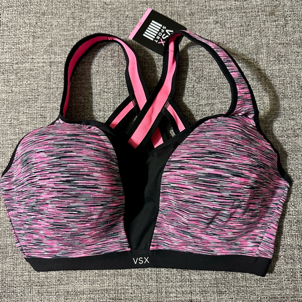 Victorias Secret VSX Pink and Black Sports Bra size 38DD